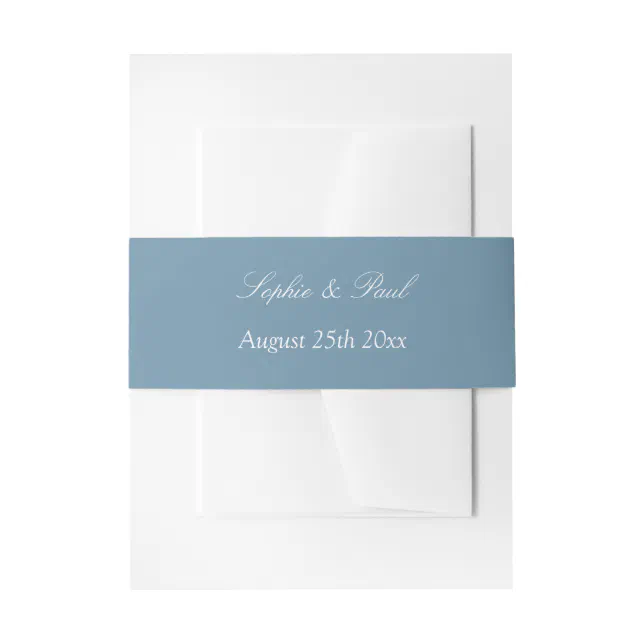 Dusty Blue Wedding Invitation Belly Band