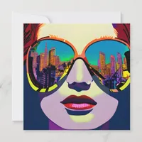 Abstract Woman in Sunglasses with City Reflection 