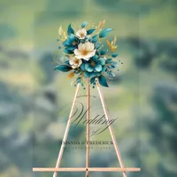 Teal and Gold Floral Wedding Welcome Acrylic Sign