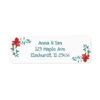 Pretty Red Flower and Blue Return Address Labels