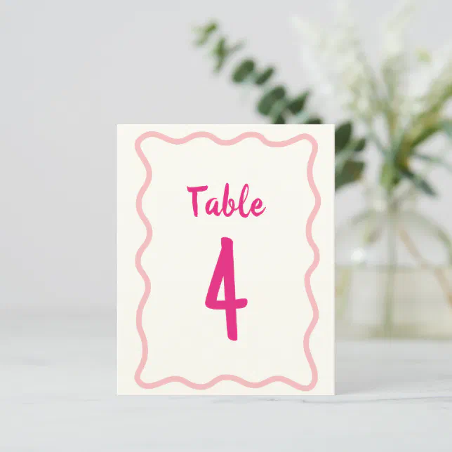 Handwritten Bold Wavy Bridal Shower Table Number