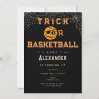 Halloween Basket Ball Trick or Basketball Birthday Invitation