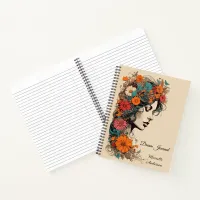 Retro Girl with Flowers in her Hair Notebook