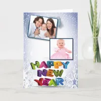 Happy New Year's Add Your Two Photos Greeting Card