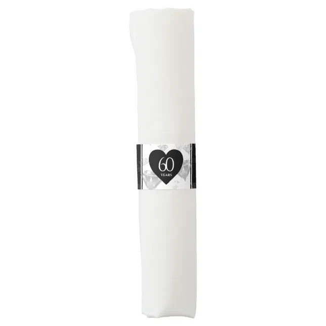 Elegant 60th Diamond Wedding Anniversary Monogram Napkin Bands