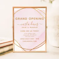 Blush Pink Watercolor Gold Circle Salon Poster