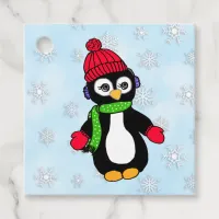 Cute Winter Penguin and Snowflakes Favor Tags