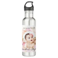 Shabby Chic Retro Baby Girl First Brithday Photo Stainless Steel Water Bottle