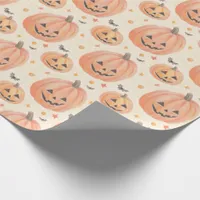 Kids Sketch Soft Pastel Autumn Halloween Pumpkin  Wrapping Paper