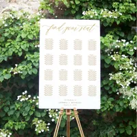 Elegant Gold Modern Wedding Seating Chart Poster