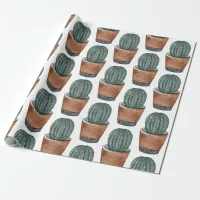 Potted Succulent Cactus Houseplant Wrapping Paper