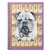 English Bulldog with Retro Font Notebook