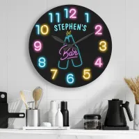 Bright Neon Personalized Beer Bar Large Clock