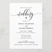 Modern Fun Wedding Typography Calligraphy Invitation