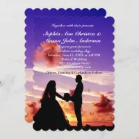 Silhouette Bride & Groom Sunset Wedding Invitation