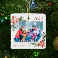 Christmas Family Photo White  Ceramic Ornament