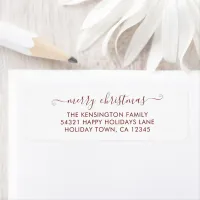 Red Simple Script Merry Christmas Return Address Label