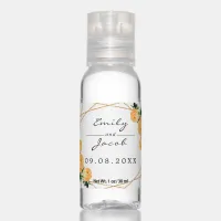 Elegant Gold Glitter Geometric Orange Floral Wed Hand Sanitizer