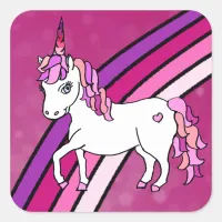 Rainbow Unicorn Square Sticker