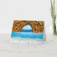 Ocean Waves and Canyon Drawing Peaceful Day Card