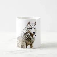 Cute White Wolf Mosaic Mug Design