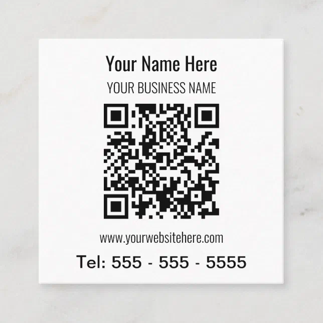 Simple Modern QR Code Square Business Card