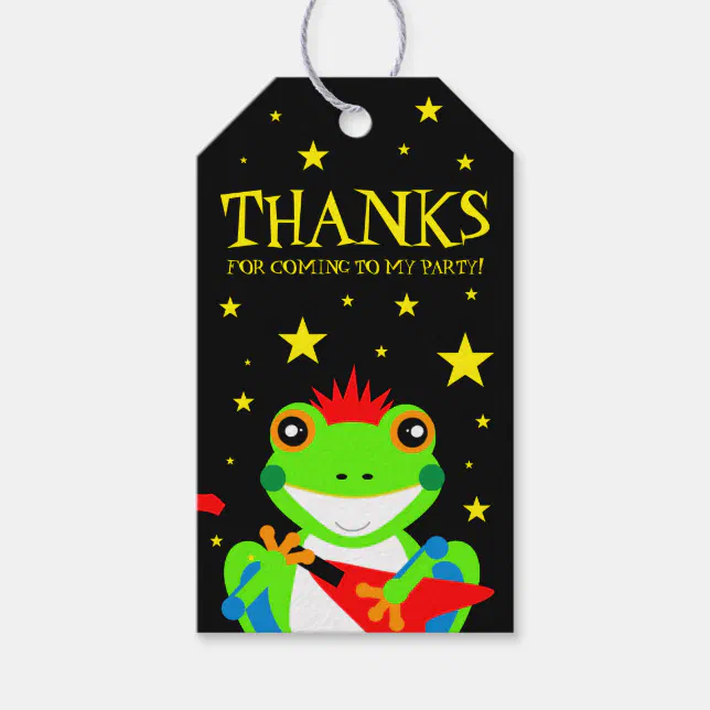 Rockin' Birthday Tree Frog with Red Guitar Gift Tags