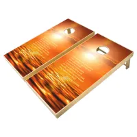 Beautiful Sunset Orange Golden Sky Sea Gold Poem Cornhole Set