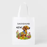 Cute Cartoon AI Dachshund Mom Grocery Bag