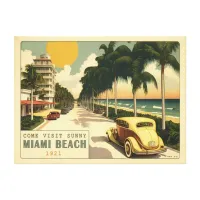 1920s Retro Miami Beach Ocean Drive Postcard Canvas Print
