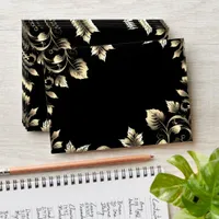 Elegant Black and Gold Floral Wedding  Envelope