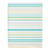 Blue White green Beach coastal stripes Duvet Cover