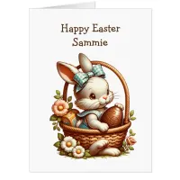 Large Vintage Easter Bunny with Chocolate Egg Card