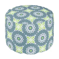 Blue Green White Lace Mosaic Geometric Pattern Pouf