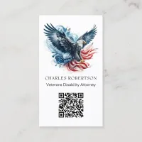 *~* QR - AP16 American Flag Bald Eagle -  Photo Business Card