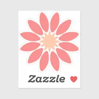 Coral Stylized Daisy Custom-Cut Vinyl Sticker