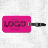 Hot Pink and Black Modern Rectangular Logo Luggage Tag