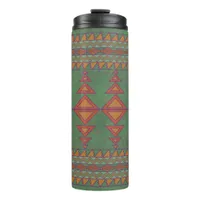 Southwest Sagebrush Green and Orange Geometric  Thermal Tumbler