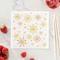 Retro Atomic Mid-Century Mod Red & Gold Starburst  Paper Dinner Napkins