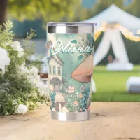 Pretty Cottage Core Whimsical Village Personalized Insulated Tumbler