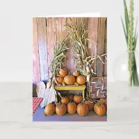 Halloween Fall Pumpkins and Cornstalk display Card