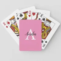 Stylish Monogram Pink Playing Cards