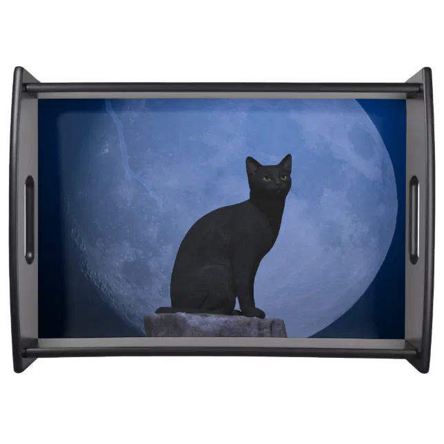 Moonlit Cat Serving Tray