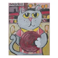 Painted Bowler Cat Cute Folk Art Sports Therme Faux Canvas Print