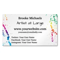 [Paint Splatter] Modern Abstract Artist White Business Card Magnet