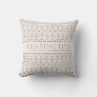 Cute Winter Pastel Pattern Holiday Family Name Throw Pillow