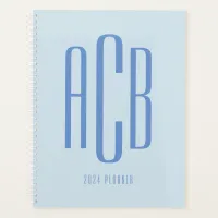 Simple Three Letter Blue Monogram Planner