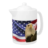 American Bald Eagle and Flag Teapot