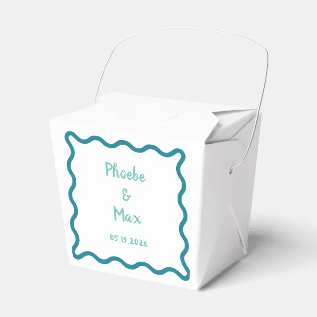 Handwritten Bold Whimsical Wavy Border Wedding  Favor Boxes