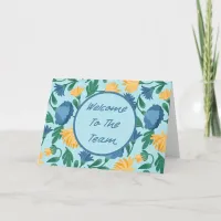 Blue Floral Welcome to the Team New Employee Card